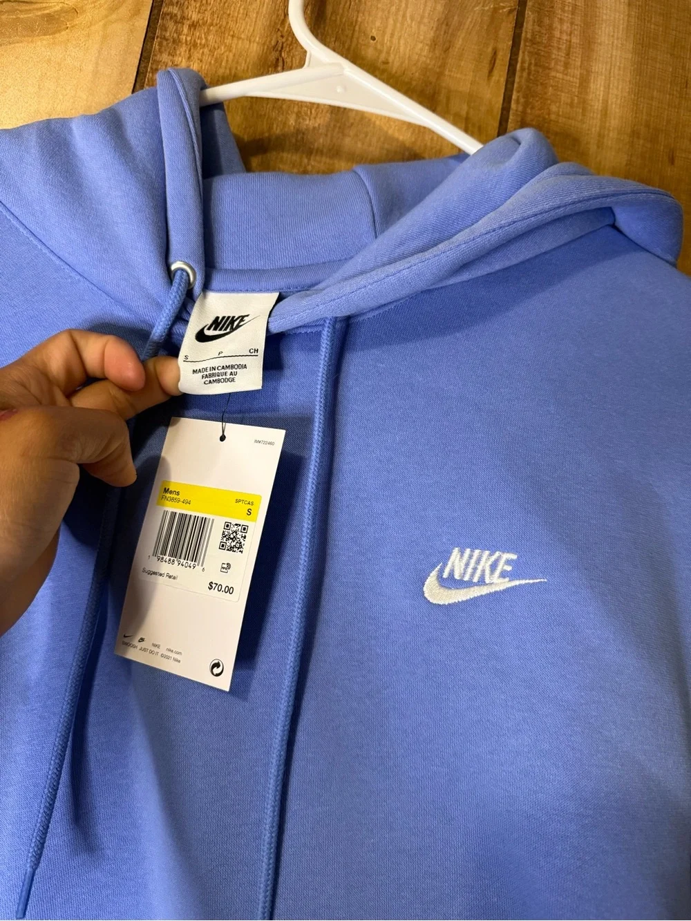 Nike Men's Light Blue Pullover Hoodie Embroidered Logo $70 Retail NWT